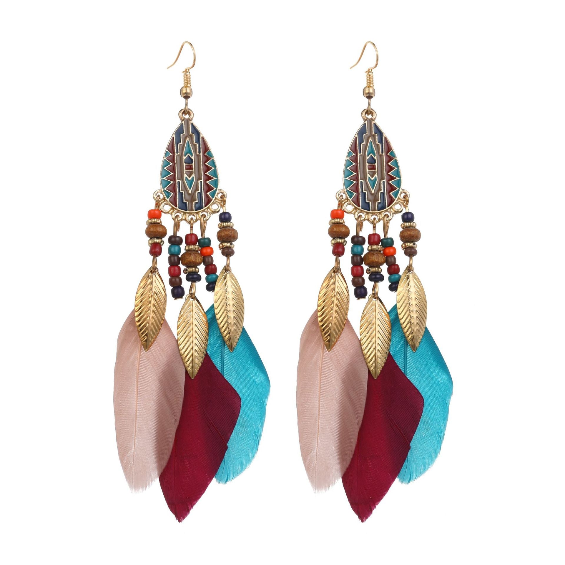 Wholesale Drop Shape Feather Alloy Earrings